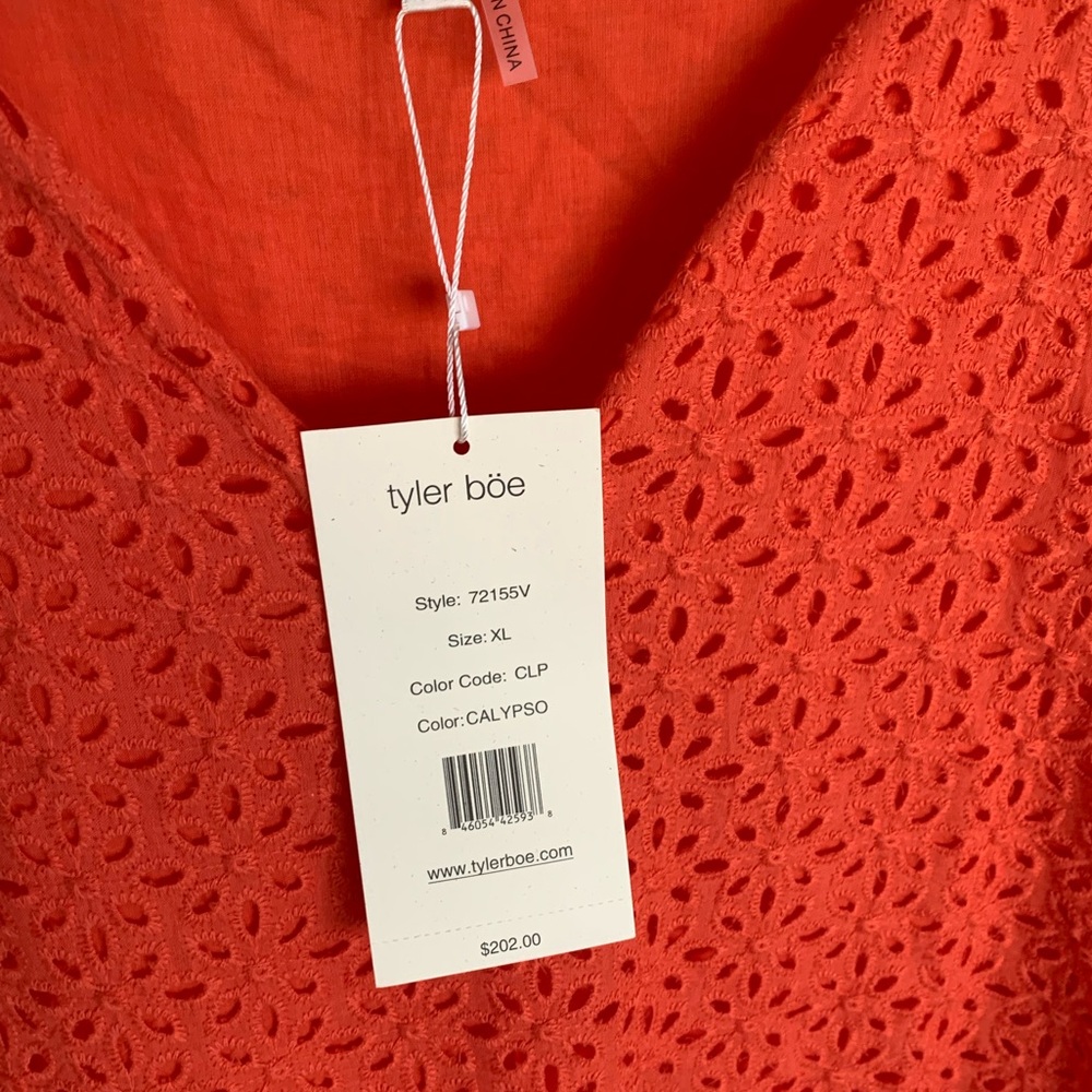 NWT Tyler Boe Ingrid Eyelet Skimmer Orange Dress - Picture 7 of 8